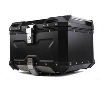 오토바이 탑박스 배달 가방 알루미늄 테일 오토바이 범용 탈착식 사이드 박스 사이드백, 65리터 블랙 버전 테일 박스+안감+등받이+퀵 릴리스