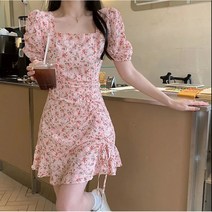 쉬폰 원피스 여름 슬림해 보임 반팔원피스 하늘비즈 A8 L932N909