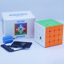 매직블럭 큐브블럭 MoYu-RS4M 4x4x4 스피드 매직 큐브 RS4 마그네틱 큐보 RS4M 안티 스트레스 퍼즐 큐브 M 4x4 키즈, Stickerless