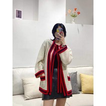 너무 예뻐서 난리난 청담가디건 레드 아이보리 루즈핏 롱가디건 레트로스타일 스웨터 니트 봄 가을 겨울 여성카디건