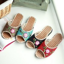 왕골꽃자수 슬리퍼, 블루:37-38