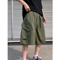 Gmiixder 일본 트렌드 시티보이 카고 반바지 아메리칸 빈티지 와이드 레그 쇼트 팬츠 남성용 여름 하이 스