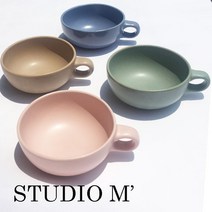 스튜디오 엠 M 식기 펄드 스프컵 일본산 도자기 시리얼 스프 머그컵, 핑크