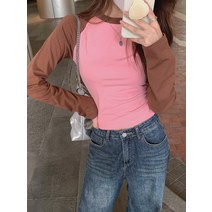 92면220g긴팔티여춘추슬림숏순면배색레깅스여상의