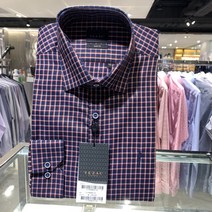 예작 예작 남성정장와이셔츠 잔체크 슬림핏 신사자수 슬림핏 긴팔 (YJ1FBS930NY)