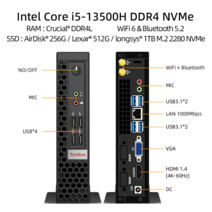 미니 PC 게이밍 컴퓨터 인텔 코어 i7 10870H i5 13500H 프로세서 윈도우 11 프로 신제품, 8G RAM 256G SSD, i5-13500H DDR4 NVMe