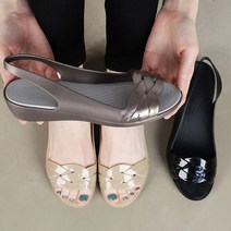 그린섬 oem 3.5cm 유광 젤리 여성 플랫슈즈 꽈베기 샌들 쿠션감 토오픈 슬링백
