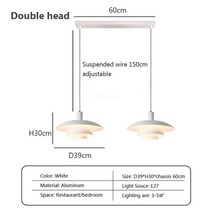 라탄 가구 테이블 의자 덴마크 디자인 펜던트 플라잉 다채로운 LED 걸이식 PH3 침실 다, 59.Black 39cm 2Heads - Warm Wh