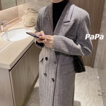 톰보이 모직 소프트 해링본 단추 벨트 헤링본롱코트 베이직 벨티드 라인 고급