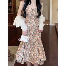 플라워 원피스 코듀로이 하객 드레스 겨울 나시 여 가을 프렌치 조거 슬림핏 롱스커트