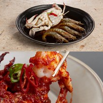[정세미간장게장] 매스컴이 극찬한 명품맛집 직접끓여 건강한 맛 반반 1인 암게 세트, 양념게장 400g 암(중) 1 새우장 5마리