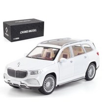 모형 자동차 다이캐스트 프라모델 비행기 124 SUV 모델 합금 장난감 가벼운 바퀴로 열리는 6 개 문 고급 컬렉션용 조향 선물 GLS600, White With Box