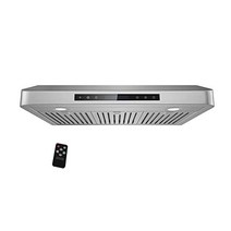 Awoco RH-C06-A30 클래식 15 2cm(6인치) 높이 1mm 두께 스테인리스 스틸 캐비닛 4가지 속도 900 CFM 범위 후드 LED 조명 2개 포함(너비 76 2cm(, 30 W All-In-One