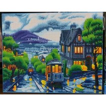 헬로우하비 LED캔버스보석십자수, 4. LED 포르투갈 리스본 풍경 40X50