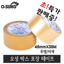 오성 박스테이프 OPP테이프 러버 중포장 48mmX38M, 투명, 1box