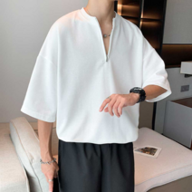 남자 여름 캐쥬얼 데일리룩 지퍼 반팔티 남성용 면티