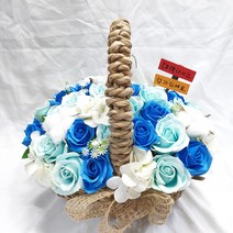 영하우스 생일꽃바구니 비누꽃 축하꽃 개업꽃 해바라기꽃 기념일 부모님 생신선물 어버이날 꽃바구니 생신 환갑꽃 칠순꽃바구니 팔순꽃 승진꽃 꽃배달 선물, 장미수국꽃바구니 블루+대박나세요
