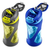 줄루 트라이탄 물병 세트 473ml x 2개 | BPA Free 원터치 식기세척가능 학교 유치원 학원 어린이집 물통 | ZULU Tritan Water Bottle Set, 블루+옐로우