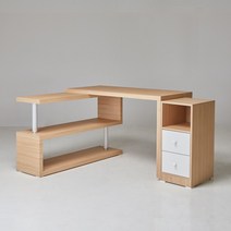 [이지포유가구]엘리스 멀티 책상 세트 1200+서랍장 컴퓨터책상 1인용, 엘리스 멀티 책상 세트 1200+서랍장, 메이플+실버