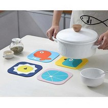 PVC 카툰 캐릭터 다용도 테이블 냄비 받침대 컵 코스터(대/소), 새-옐로우(DT29)