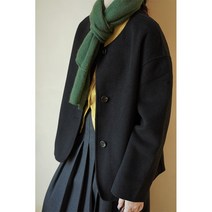 7 월 자체 제작 블랙 모직 재킷 자켓 라운드넥 코트 여성용 반바지 루즈핏 2022 가을 겨울