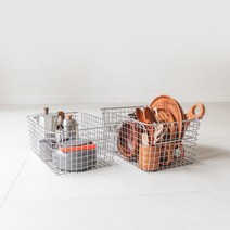 코마스나인 캠핑 와이어바스켓 스테인레스 바구니 정리 주방 수납 2size, B타입(손잡이형)