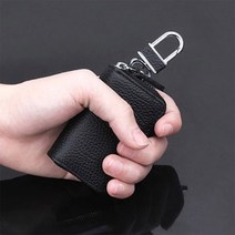 소나타하이브리드 샵스토어 모던 가죽 차키 홀더 키케이스 전차종 지퍼형 자동차키케이스, 블랙