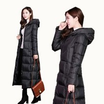 겨울 롱패딩 가벼운 여성 자켓 코트 슬림 파카 오버 니 코튼 패딩 코리아 후드 웜 블랙 솔리드 롱 코트
