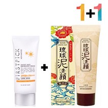 물리적자외선차단제 안끈적이는 선 썬 크림 시카 머드 진흙 클렌징폼 세안72394EA, 매직마일드선크림 1개_아하바하토너 1개