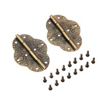 경첩 꺽쇠 철물 가구 장롱 스텐 2골동품 청동 타 경첩 12 나사 6 구멍 철 올드 패턴 쥬얼리 나무 도어 서랍, 01 2pcs