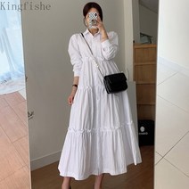 [Kingfishe]가을 여자 롱 원피스 긴팔 루즈핏 셔츠 원피스 dian251110qz5