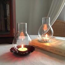 빈티지 글라스 호롱불 티라이트 캔들 홀더 초롱불 캠핑향, 투명