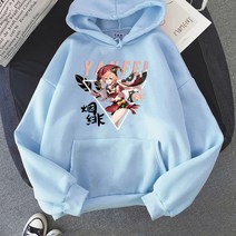 원신 애니후드티 씹덕티 후드티 Impact YANFEI 스웨터 게임 프린트 Hoody 일본 스타일 여성 풀오버 남녀공용 커플 탑스 오버 사이즈 옷