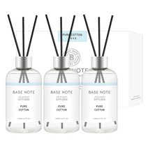베이스노트 디퓨저 200ml x 3p + 스틱 9p 세트, 퓨어코튼