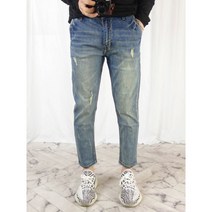 남자 사계절 데일리 9부 반배기핏 데님 밴딩 팬츠 청바지