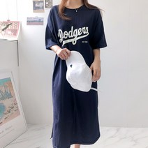 커밍투유 엘에이 다저스 로고 여름 롱 원피스