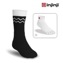 INJINJI 인진지 양말 뉴 에코울 퍼포먼스 발가락 양말 등산 양말 스포츠 양말, M (255~270mm), 블랙