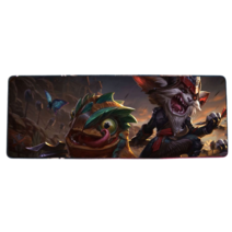 롤 LOL 디자인 마우스 패드 79종 시리즈 리그 오브 레전드 장패드 3mm 두께, 900x400mm + 3mm개, 카키 클 레드