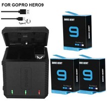 고프로 히어로 배터리3팩 배터리 GoPro 용 980mAh 0 9 슬롯 충전기 Hero 박스 액세서리, 02 charger and 3battery