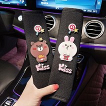 자동차 차량용 안전벨트 쿠션 커버 실내장식 1+1, 곰돌이토끼커버
