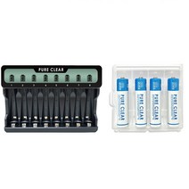 퓨어클리어 SW-8NP AA/AAA 겸용 USB LCD 8구 충전기+충전지 세트, 퓨어클리어 SW-8NP+AAA 950mAh 4알 1개
