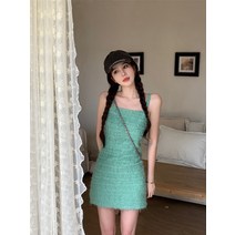 민소매나시원피스 걸스 스윗 끈나시 뷔스티에원피스 여성 봄계절 2023 허리보정 슬림핏 오픈숄더 힙랩 짧은 4992894606