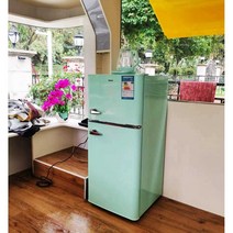 빈티지 냉장고 민트 레트로 소형 손잡이 이중도어, 블랙