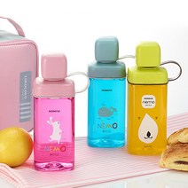 네모물병 430ml 초등 어린이 투명 보틀 물병, 그린 곰, 색상_그린 곰