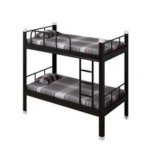 2층침대 철제2층침대 이층침대 기숙사 철제 철재침대 튼튼한 어른, 블랙 0.9mx2m