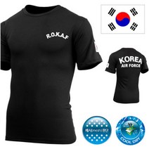 공군 쿨 드라이 ROKAF 검정 반팔 군용 티셔츠 군인여름 군대용품