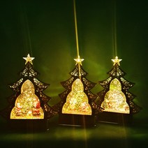 LED 크리스마스 트리 오르골 인테리어 조명 무드등 스노우볼 자동 워터볼 선물, 1.트리 산타