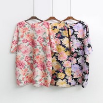 셀러허브(잡화) 여자 플라워 꽃무늬 여름 린넨 반팔 일자 원피스