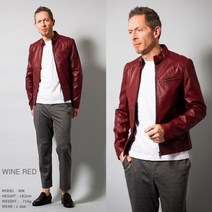 Liugoo Leathers 명품 가죽 싱글라이더 재킷 남성 SRS07, 와인레드