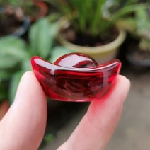 압지 유리문진 아크릴문진 민들레문진 문진 컬러 크리스탈 골드 잉곳 중국 스타일 유리 공예 홈 장식 fengshui 장식품 럭키 포춘 인형, 빨간색, 3.5cm 2개